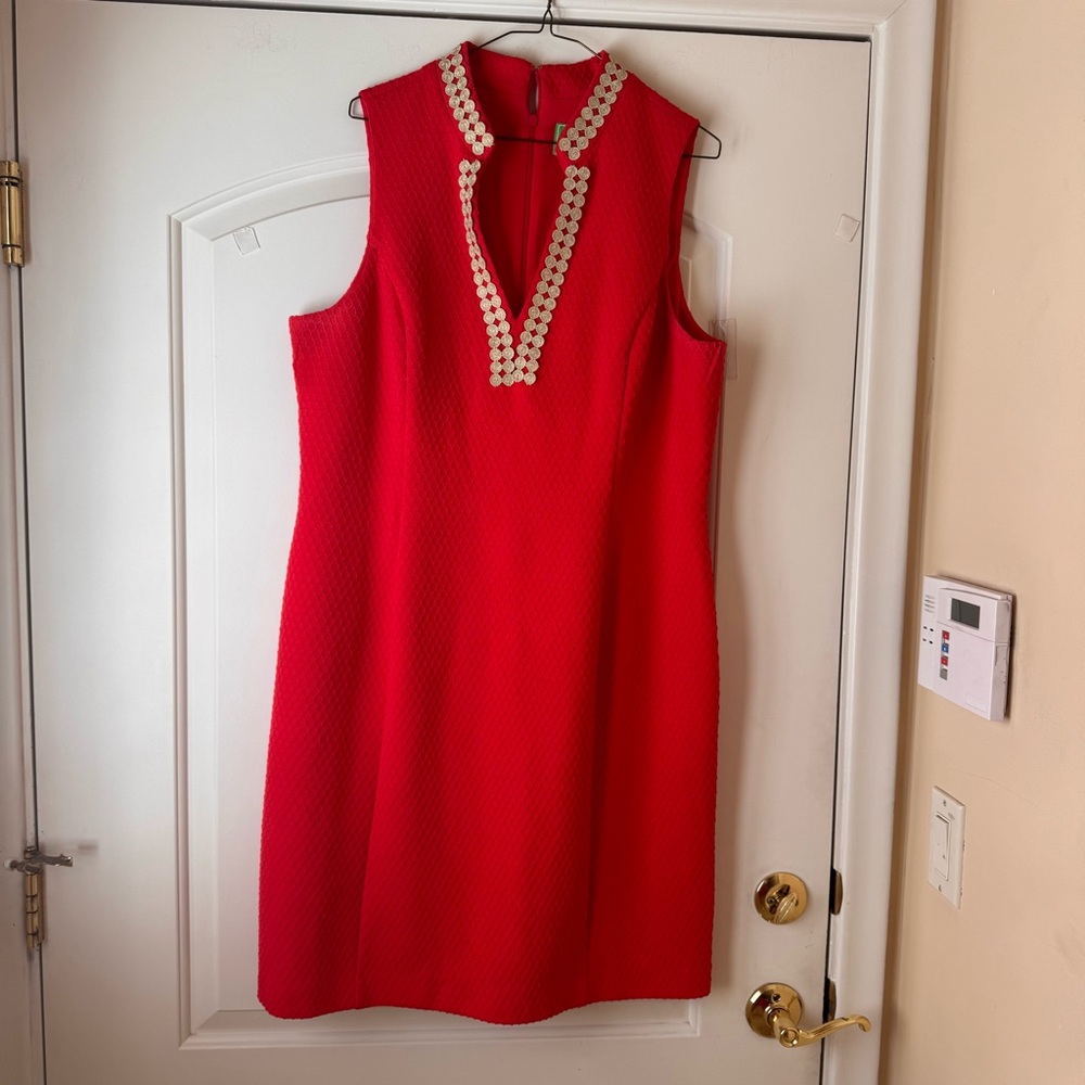Pappagallo Elegant Farrah Coral Red Sleeveless Tunic Dress Womens XL